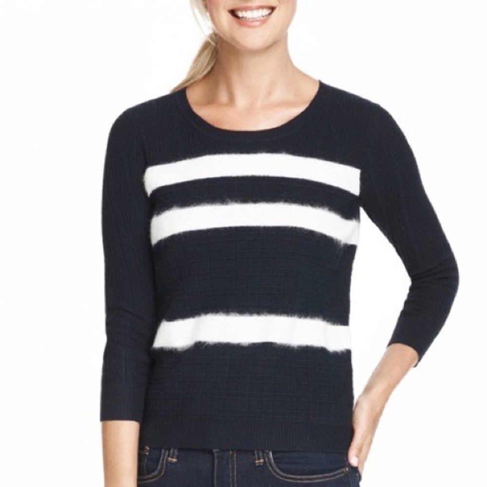 Draper James Stripe Mohair Sweater in Nassau Navy